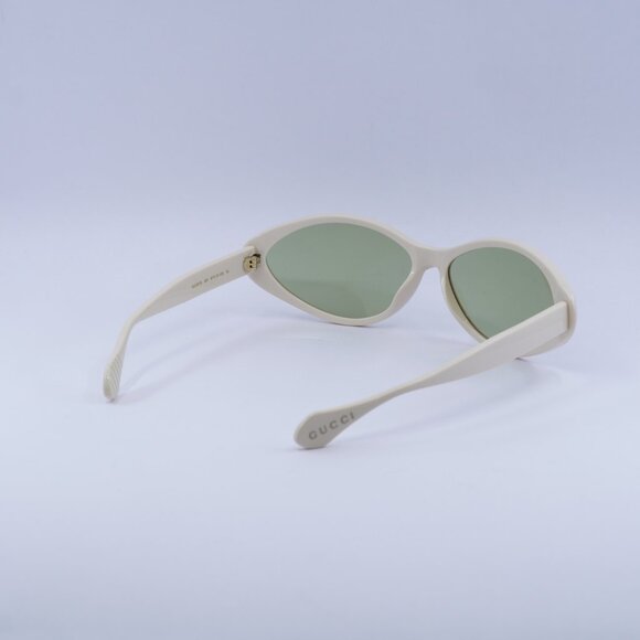 Gucci GG1377S 001 Sunglasses Shiny Ivory Cat Eye Frame, Green Lenses main image 9